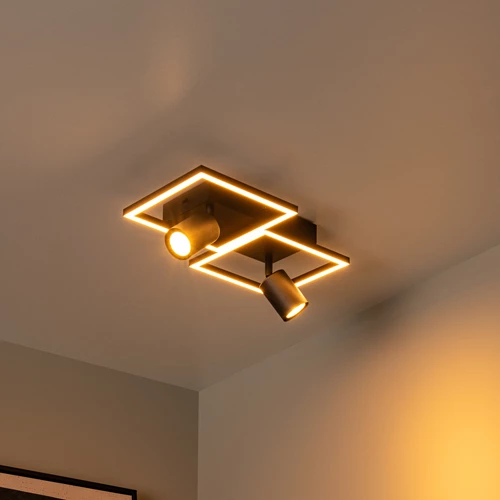 Lucide ARIANNE - Plafonnier - LED - 2xGU10 - CCT - Noir - ambiance 1
